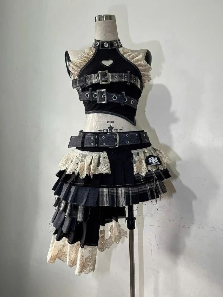 Fly Line - Setelan Wanita Elegan Gaya Gothic Punk